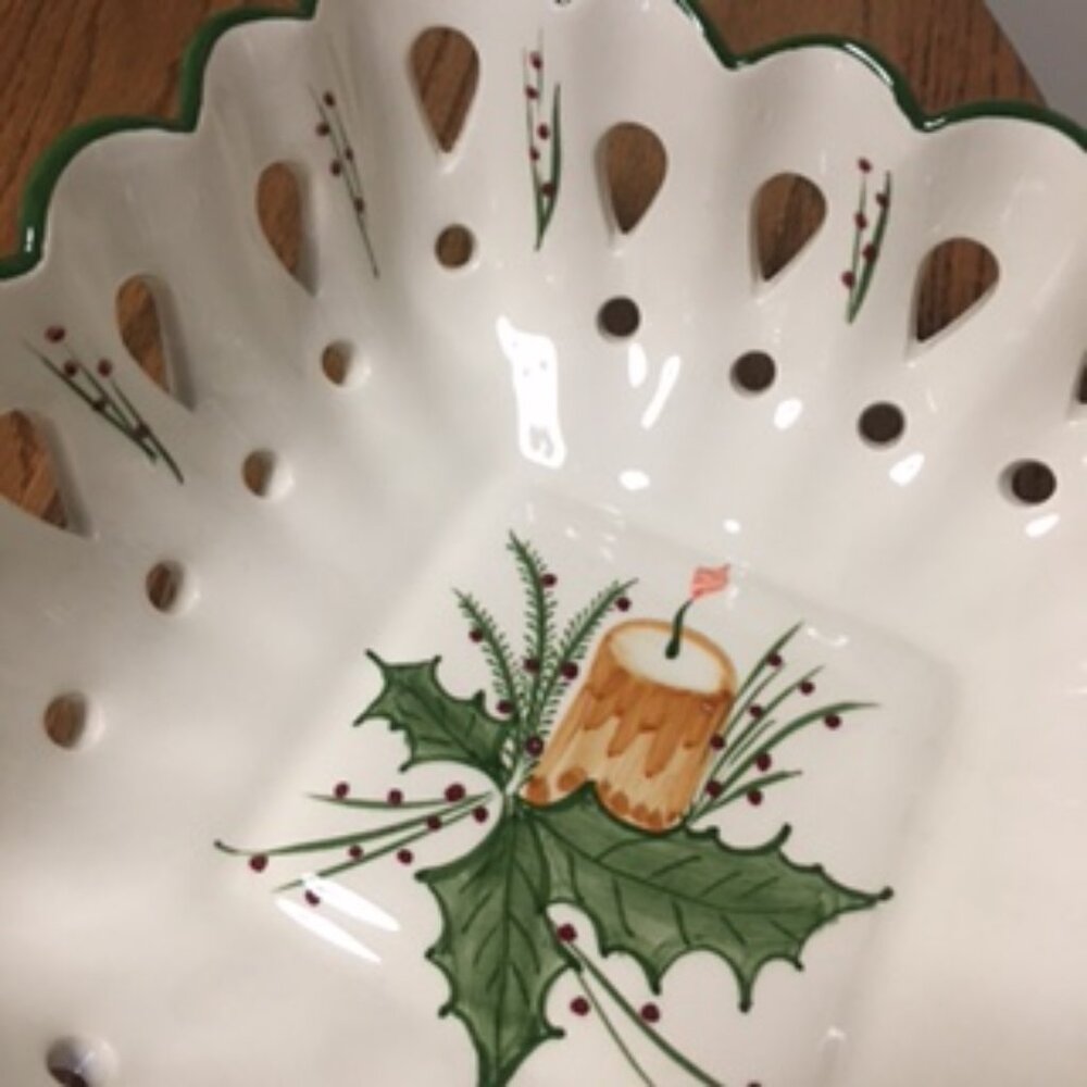 NEW Vintage Christmas Serving Dish  Hand Painted & Numbered